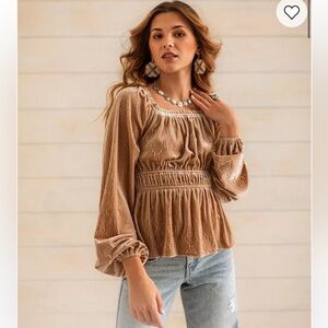 Buckle Sterling & Stitch Velvet Peplum Shirt